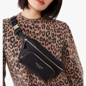 Kate Spade Black Gold Sam The Little Better Nylon Medium Belt Sling Bag Fanny